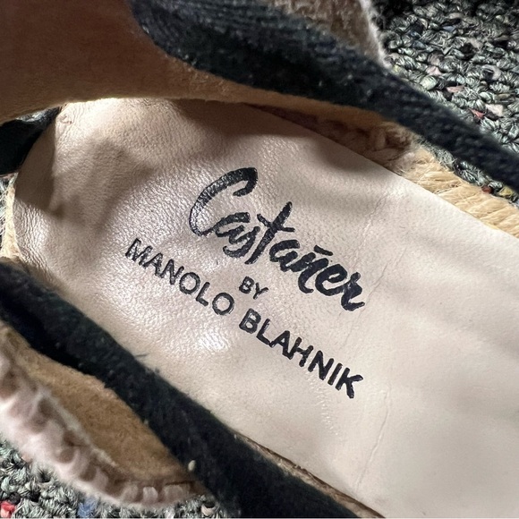 CASTANER BY MANOLO BLAHNIK Cream & Black Lace-Up Canvas Espadrilles Shoes Flat 8 - Picture 16 of 16